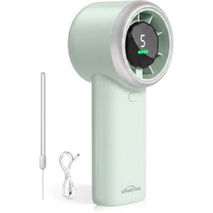 WHATOOK Ventilatore Turbo Portatile Potente: 13500 RPM Raffreddamento Istantaneo, USB Ricarica Rapida 2H, Mini Ventola a Mano Personale con 5 Velocità, Display HD per Viaggi/Sport/Spiaggia (Verde)
