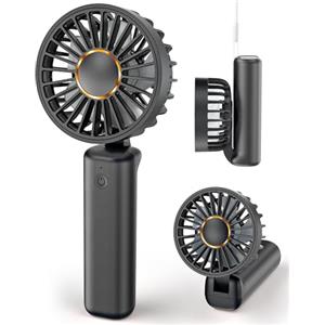 Hssio Mini ventilatore portatile da scrivania, pieghevole, 1800 mAh, rapporto di 180°, 3 velocità, ultra silenzioso, lunga autonomia, piccole ventole di raffreddamento personali, Nero scuro