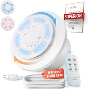 SLUELI Aspiratore Bagno 100mm, 3000g/min 220m³/h Ventola Bagno 2 Direzioni 6 Velocità con Luce Indicatrice+Telecomando, Flusso d'Aria Potente 2W Motore DC. Facile Installare per Bagno Lavanderia GarageP106E2