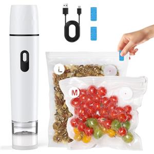 TURNRISE pratica macchina sottovuoto compatta con serbatoio d'acqua, saldatrice per alimenti con 15 sacchetti riutilizzabili, ricarica USB, freschezza garantita