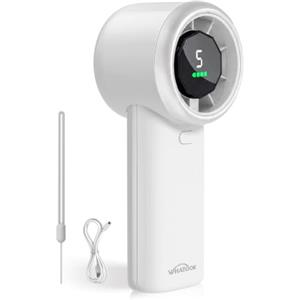 WHATOOK Ventilatore Turbo Portatile Potente: 13500 RPM Raffreddamento Istantaneo, USB Ricarica Rapida 2H, Mini Ventola a Mano Personale con 5 Velocità, Display HD per Viaggi/Sport/Spiaggia (Bianco)