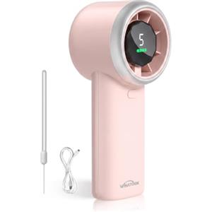 WHATOOK Ventilatore Turbo Portatile Potente: 13500 RPM Raffreddamento Istantaneo, USB Ricarica Rapida 2H, Mini Ventola a Mano Personale con 5 Velocità, Display HD per Viaggi/Sport/Spiaggia (Rosa)