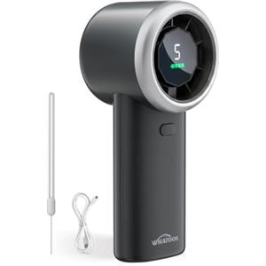WHATOOK Ventilatore Turbo Portatile Potente: 13500 RPM Raffreddamento Istantaneo, USB Ricarica Rapida 2H, Mini Ventola a Mano Personale con 5 Velocità, Display HD per Viaggi/Sport/Spiaggia (Nero)