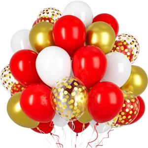 Ousuga Palloncini Rossi Bianchi 50 Pezzi 12 Pollici, per Compleanno Natale Capodanno Halloween Laurea Matrimonio Battesimo Anniversario Feste Decorazione