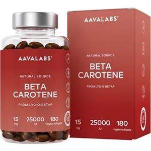 AAVALABS Betacarotene Integratore Abbronzatura Naturale 25000 UI con Lyc-O-Beta e Olio Extravergine d'Oliva - Betacarotene per Abbronzatura Forte e Sistema Immunitario - Integratori Abbronzatura 180 Capsule