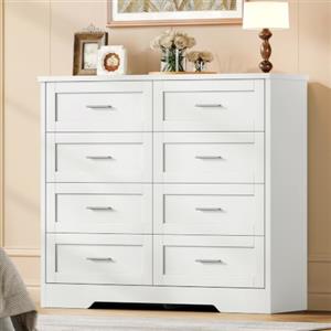 SLINEMO Cassettiera Camera da Letto, Settimino con 8 Cassetti - Comò Bianco Moderno e Salvaspazio, Ideale per Soggiorno e Ingresso, 107x35x96.5 cm