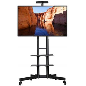 Yaheetech Supporto Carrello TV da Pavimento 30-60 Pollici con Ruote | Carrello TV Carico 50 kg Mobile Max VESA 600x400 mm con 3 Ripiani Regolabile e Doppie Gestione di Cavi