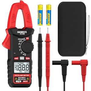 KAIWEETS Pinza Amperometrica Digitale TRMS, Multimetro Portatile Auto Range 2000 Conteggi, Misura Corrente AC 400A e Tensione AC/DC 600V, Tester di Continuità, Resistenza e Diodi, KC400