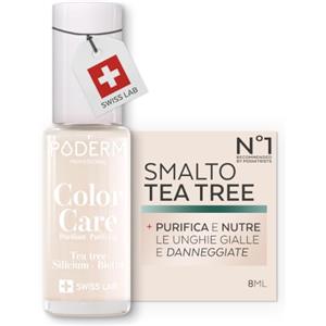PODERM Smalto per Unghie Curativo al Tea Tree - Milky | 8 ML - Swiss Lab | Purifica, Chiarisce e Nutre Unghie Gialle e Danneggiate | Arricchito con Tea Tree, Silicio e Biotina | Creato da un Podologo