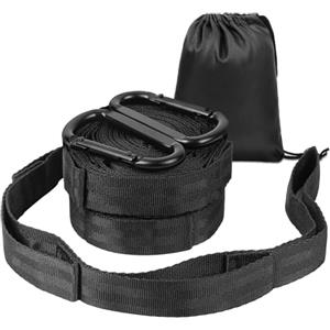 Vicloon 2 Pezzi Cinghie per Amaca, 200 cm Cinghie Amaca con 2 Moschettoni e 1 Borsa portaoggetti, Contiene Fino a 300 kg, Set di Fissaggio per Campeggio All'Aperto, Amaca, Altalene, Nero