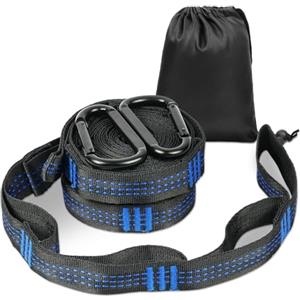Vicloon 2 Pezzi Cinghie per Amaca, 300 cm Cinghie Amaca con 2 Moschettoni e 1 Borsa portaoggetti, Contiene Fino a 300 kg, Set di Fissaggio per Campeggio All'Aperto, Amaca, Altalene, Blu