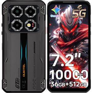 OUKITEL WP60 7.2" Rugged Smartphone 5G, 36GB+512GB Rugged Phone | 10000mAh Telefono Indistruttibile, 108MP+32MP Cellulari Cantiere, MTK Dimensity 7025, 5G Dual SIM/Face ID/NFC, Nero