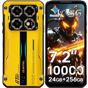 OUKITEL WP60 7.2" Rugged Smartphone 5G, 24GB+256GB Rugged Phone | 10000mAh Telefono Indistruttibile, 108MP+32MP Cellulari Cantiere, MTK Dimensity 7025, 5G Dual SIM/Face ID/NFC, Giallo