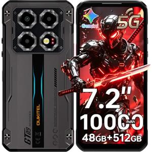 OUKITEL WP60 7.2" HD+ Rugged Smartphone 5G, 48GB+512GB Telefono, 10000mAh | 108MP Telefono Indistruttibile, MTK Dimensity 7025 Rugged Phone Android 15, 5G Dual SIM/Face ID/NFC/Fingerprint, Nero