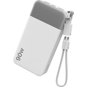 NOBIS Power Bank 20000mAh 90W Caricatore Portatile per Laptop | Powerbank con Ricarica Rapida Cavo C-C Staccabile Display Digitale e 4 Porte (2 USB-C + 2 USB-A) per iPhone Android e Tablets