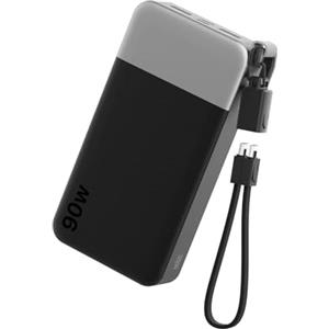 NOBIS Power Bank 20000mAh 90W Caricatore Portatile per Laptop | Powerbank con Ricarica Rapida Cavo C-C Staccabile Display Digitale e 4 Porte (2 USB-C + 2 USB-A) per iPhone Android e Tablets