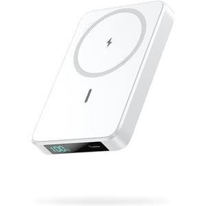 HETP Magnetico Power Bank con Magsafe, 10800mAh Caricatore Portatile Wireless Powerbank, PD 20W QC 4.0 Ricarica Rapida USB C Batteria Esterna con Display LED per iPhone 17/16/15/14/13/12 Serie - Bianco