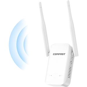 COMFAST Ripetitore WiFi 300Mbps, Amplificatore Segnale WiFi con 2 Antenne | Pulsante WPS, Funzione Solo ripetitore, Indicatore di Segnale, Design Compatto Portatile, ideale per Domestico e in Ufficio