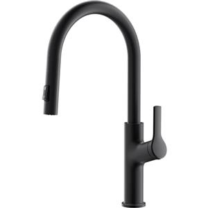 CECIPA Rubinetto Cucina Nero, Arco Alto Miscelatore con Doccetta Estraibile | Miscelatore Cucina con 2 Getto, Girevole a 360°, a Leva Singola, in Lega Zinco, Nero Opaco