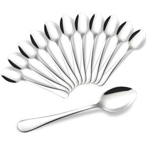 tiokin Set di 12 cucchiaini da caffè, mini cucchiaini da caffè, 12cm, in acciaio inox, per caffè, dessert, tè, antipasti, lavabili in lavastoviglie