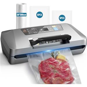 DXstring Macchina Sottovuoto Professionale 95kPa con Maniglia Bloccata | Tecnologia a Doppia Saldatura da 30 cm, Display Digitale, Taglierina Integrata, Vano Portarotolo, Vaschetta Rimovibile