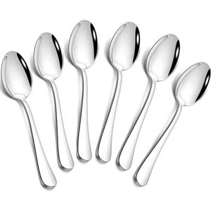 tiokin Set di 6 cucchiaini da caffè, mini cucchiaini da caffè, 12cm, in acciaio inox, per caffè, dessert, tè, antipasti, lavabili in lavastoviglie