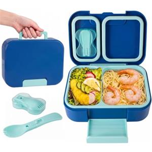Viapriod Porta Pranzo Bambini,720ml Lunch Box con Posate,Lunch Box Prova di Perdite | Porta Pranzo per Bambini e Adulti, Sicuri per Microonde e Lavastoviglie, per Microonde Lavoro Picnic Ufficio (Verde ghiaccio)