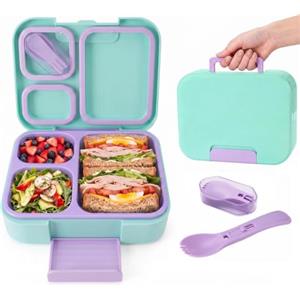 Viapriod Porta Pranzo Bambini,1050ml Lunch Box con Posate,Lunch Box Prova di Perdite | Porta Pranzo per Bambini e Adulti, Sicuri per Microonde e Lavastoviglie, per Microonde Lavoro Picnic Ufficio(Verde ghiaccio)