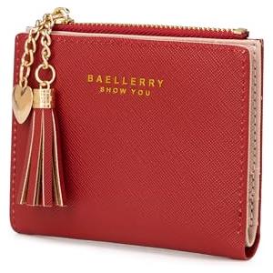 CHAOFANXI Portafoglio Donna Borsetta Portamonete Sottile Pochette Piccolo Portafogli in Pelle Squisita PU con Cerniera e chiusura a Scatto Scomparti per Carte Multipli, Rosso