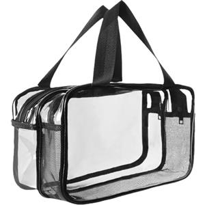 Aucuu Borse Da Toilette Trasparente, Beauty Case Trasparente, PVC Trousse da Viaggio, Borsa Cosmetici con separazione tra asciutto e bagnato, Cosmetici Trucco Portatile per Piscina, Viaggio