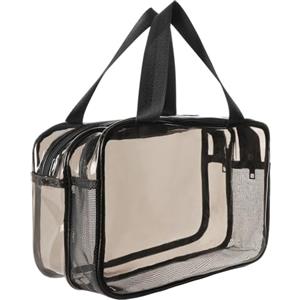 Aucuu Borse Da Toilette Trasparente, Beauty Case Trasparente, PVC Trousse da Viaggio, Borsa Cosmetici con separazione tra asciutto e bagnato, Cosmetici Trucco Portatile per Piscina, Viaggio
