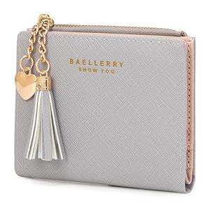 CHAOFANXI Portafoglio Donna Borsetta Portamonete Sottile Pochette Piccolo Portafogli in Pelle Squisita PU con Cerniera e chiusura a Scatto Scomparti per Carte Multipli,Grigio