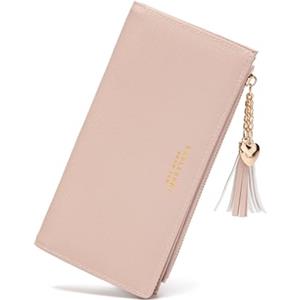 CHAOFANXI Portafoglio Donna Grande Portamonete Portafogli in Pelle Squisita PU con Cerniera e chiusura a Scatto Scomparti per Carte Multipli,L/Rosa
