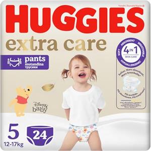Huggies Extra Care, 24 Pannolini Mutandina, Taglia 5, 12-17Kg | Pannolini mutandina Taglia 5, Alta Assorbenza, Con Bande elastiche, Materiale Traspirante, Ipoallergenici