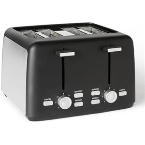 Amazon Basics Tostapane 4 Fette con 7 Livelli di Doratura e Vassoio Raccogli Briciole Estraibile, Slot Extra Larghi, 1500W, Nero
