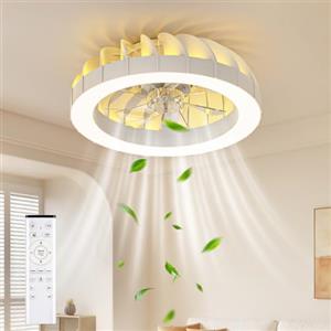 GLOFAN 46cm Ventilatore da Soffitto con Luce,6 Velocità,Illuminazione 1800K | Temperatura di Colore 3000K-6500K,Luminosità Regolabile,30W DC Motore,Silenzioso,Timer,Funzione di Memoria