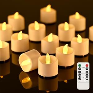 RaceGT 20 Candele LED con Timer e Telecomando, Candele LED senza Fiamma, Batterie Incluse, 2/4/6/8H Timer, Ideali per Natale, Matrimonio, Festa, Luci Bianco Caldo