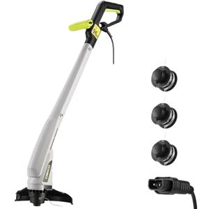 DEKOPRO Tagliabordi Elettrico a Doppio Filo 250 W: Connettore Maschio Standard, Larghezza Taglio 23 cm, Inclusi 3 Bobine di Filo, Ideale per Prati, Giardini e Diserbatura Erbe Infestanti