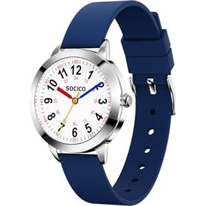 SOCICO Analogico Orologio Impermeabile 50M per Bambini e Ragazze 8-18 anni | Quadrante chiaro, cinturino morbido in silicone. Resistente per scuola e sport. Leggero, stile e autonomia garantiti