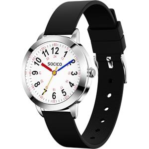 SOCICO Analogico Orologio Impermeabile 50M per Bambini e Ragazze 8-18 anni | Quadrante chiaro, cinturino morbido in silicone. Resistente per scuola e sport. Leggero, stile e autonomia garantiti