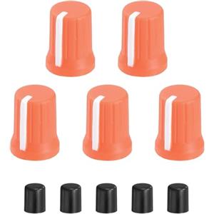 QUARKZMAN 5Pcs Manopole Potenziometro D-Shaft Sostituzione Arancione Bianco | Gomma Manopola Controllo Potenziometro Sostituzione Push Rod Cap, Per DJ Controller Mixer Console Encoder Speaker