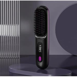 Lixstyea Spazzola lisciante senza fili per capelli corti, spazzola elettrica anti-forcella, spazzola lisciante dritta, compatta per viaggi e casa, 3 livelli di regolazione della temperatura