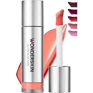 Wonderskin Liquid Blush Stain - Tinta labbra e guance anti-sbavature | Blush liquido senza sbavature, tonalità pesca corallo, con colore leggero e modulabile che dura tutto il giorno