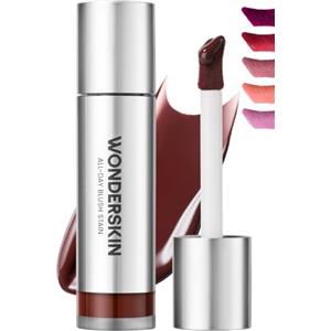 Wonderskin Liquid Blush Stain - Tinta labbra e guance anti-sbavature | Blush liquido senza trasferimento, tonalità rosso castagna, con colore leggero e modulabile che dura tutto il giorno