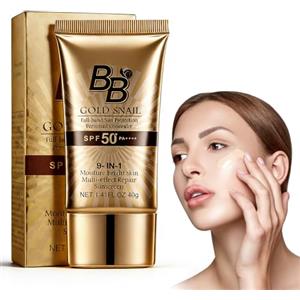 HOUSN BB Cream Viso SPF 50,Crema Colorata Naturale Con Bava Di Lumaca,Alta Coprenza E Idratazione 24h,Effetto Anti-Lucidità,Fondotinta Compatto Con Protezione Solare,40g,01# Naturale