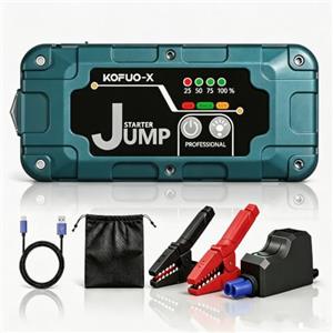 KOPUO 7000A Avviatore Batteria Auto, 12V Booster Avviamento Auto-Verde | 10000mAh Starter Batteria Auto fino 8L Gas/6.5L Diesel , con Torcia LED, 2 USB