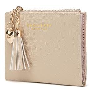 CHAOFANXI Portafoglio Donna Borsetta Portamonete Sottile Pochette Piccolo Portafogli in Pelle Squisita PU con Cerniera e chiusura a Scatto Scomparti per Carte Multipli, Beige