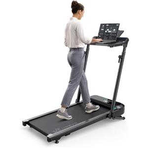 UREVO Tapis Roulant Elettrico Pieghevole con Inclinazione Automatica fino al 9%, Doppio Motore Brushless, App UREVO, Senza Montaggio, Salvaspazio per Camminata e Corsa a Casa o in Ufficio