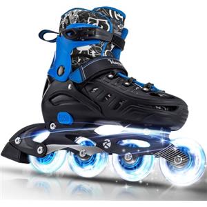 Kuxuan Skates Pattini in linea per bambini, regolabili, per ragazze, ragazzi, donne, principianti e interni