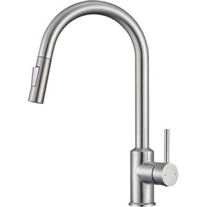 CECIPA Rubinetto Lavello Cucina, Miscelatore Cucina con Doccetta Estraibile | Rubinetto con Doccino, 2 Modalità Acqua, Girevole a 360°, in Acciaio Inox, Risparmio Idrico, Spazzolata